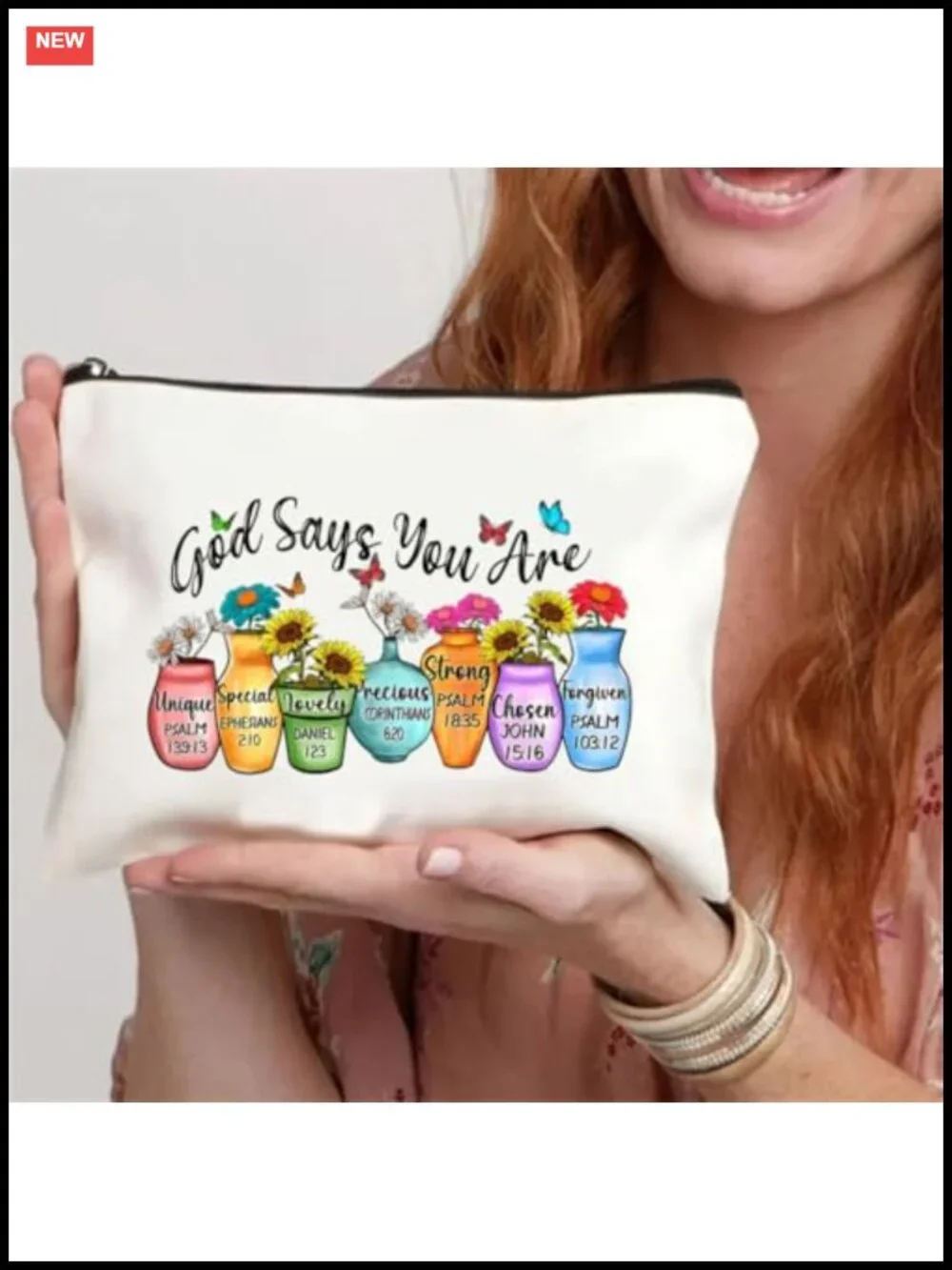 Canvas Polyester Cosmetic Bag Makeup Organizer Travel Pouch Zipper